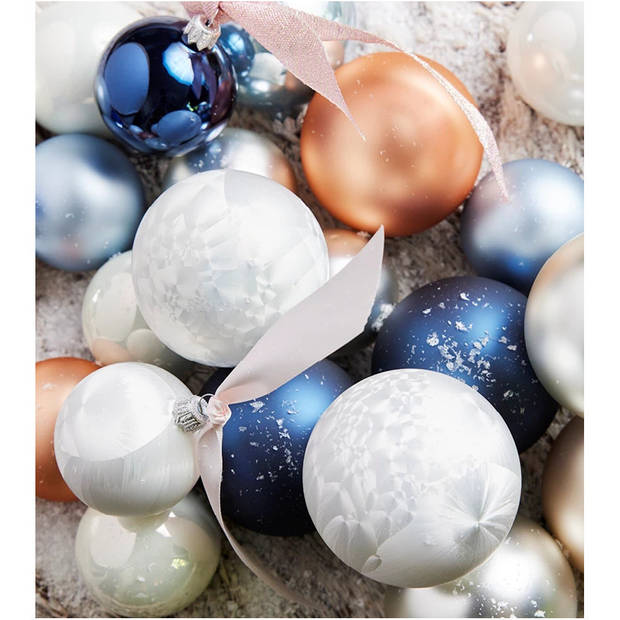 Decoris Kerstballen set - 10x stuks - glas - - wit ijslak - 6 cm - mat/glans - kerstversiering - Kerstbal