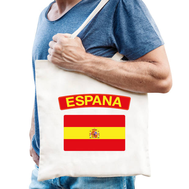 Katoenen tasje wit Espana / Spanje supporter - Feest Boodschappentassen