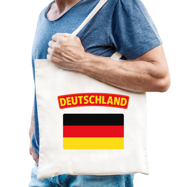 Katoenen tasje wit Deutschland / Duitsland supporter - Feest Boodschappentassen