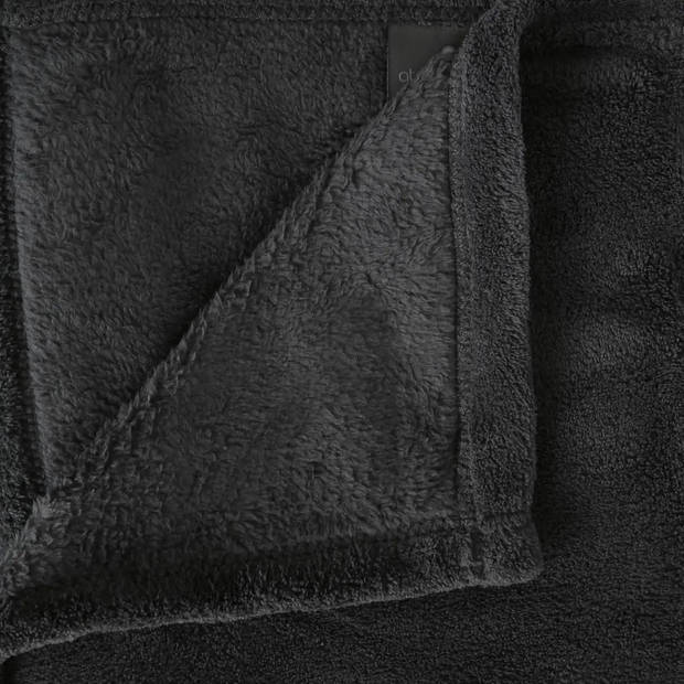 Grote Fleece deken/fleeceplaid donkergrijs 180 x 230 cm polyester - Plaids