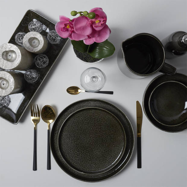 Ontbijtdborden Galaa Zwart - set van 6 stuks Keramiek 20 cm