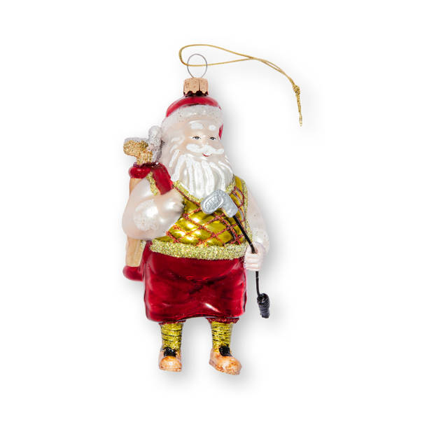 Kerstbal Kerstman golfer, glas