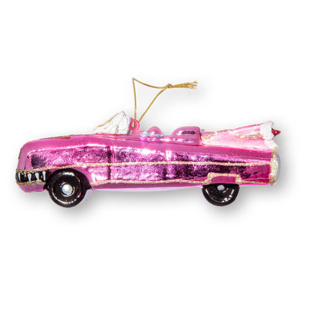 Kerstbal Cadillac roze, glas