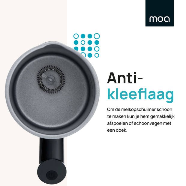 MOA Melkopschuimer - BPA vrij - Voor Opschuimen en Verwarmen - Zwart - MF1B
