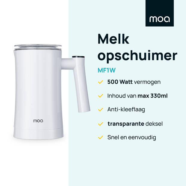 MOA Melkopschuimer - BPA vrij - Voor Opschuimen en Verwarmen - Wit - MF1W