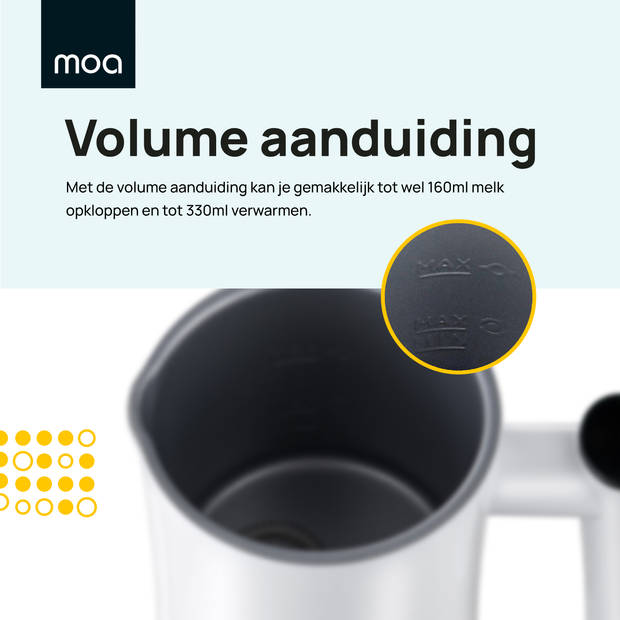 MOA Melkopschuimer - BPA vrij - Voor Opschuimen en Verwarmen - Wit - MF1W