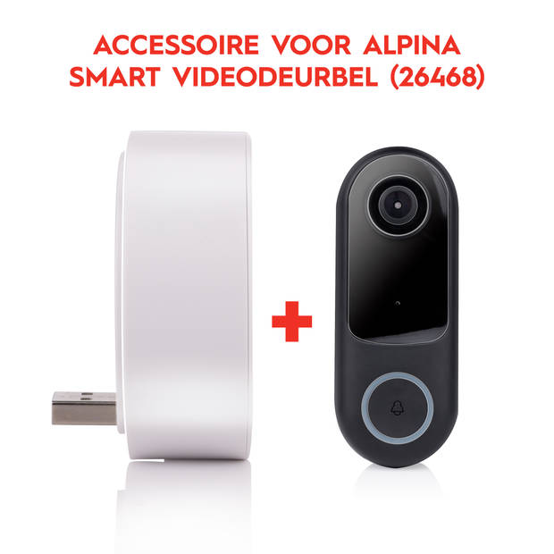 alpina Gong - Chime - voor Video-Deurbel alpina smart home - Draadloos - 60M Bereik - Instelbaar Volume - 4 Geluiden
