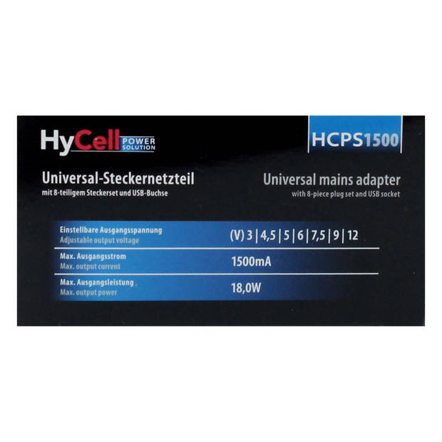 HyCell Oplader HCPS 18.0 1500 mA zwart 1201-0008