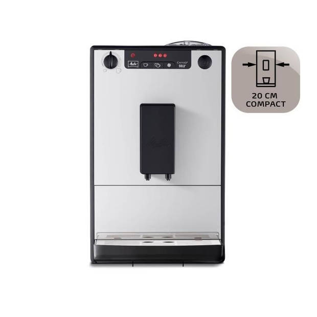 MELITTA E950-666 - Solo Pure Silver automatisch koffiezetapparaat - 1400W - 3 intensiteitsniveaus - bonenreservoir 125 g