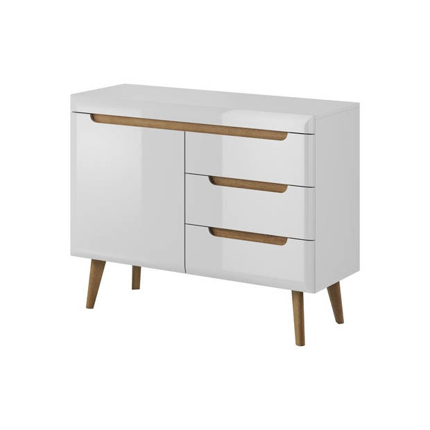 Meubella Dressoir Nebraska - Wit - Eiken - 107 cm