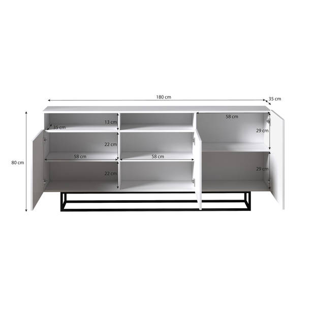 Meubella Dressoir Eos - Wit - 180 cm