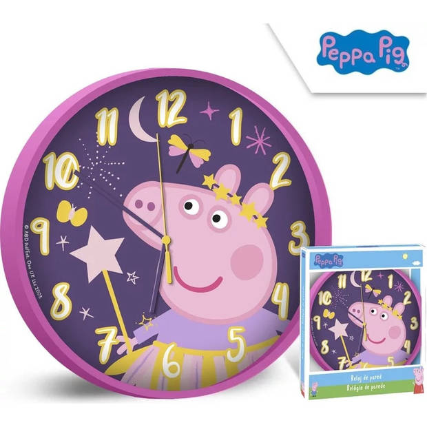 Nickelodeon wandklok Peppa Pig meisjes 25 cm roze/paars