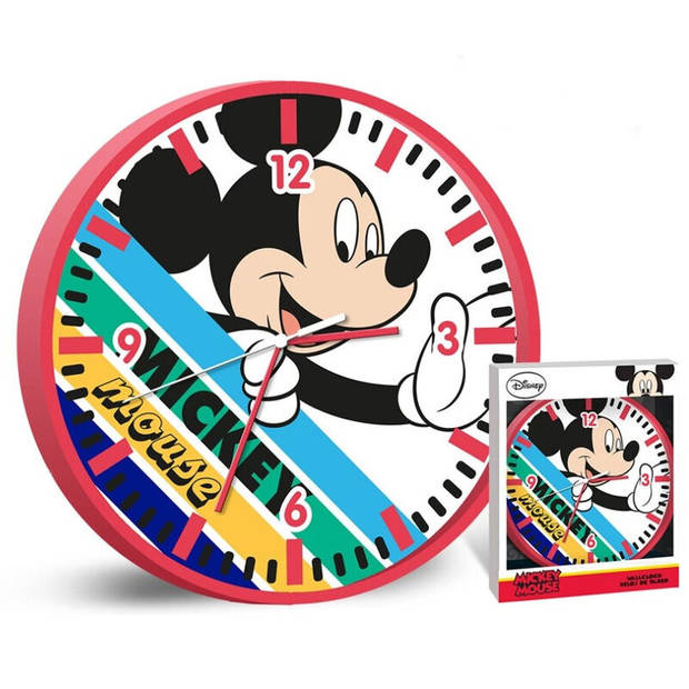 Disney wandklok Mickey junior 25 cm rood