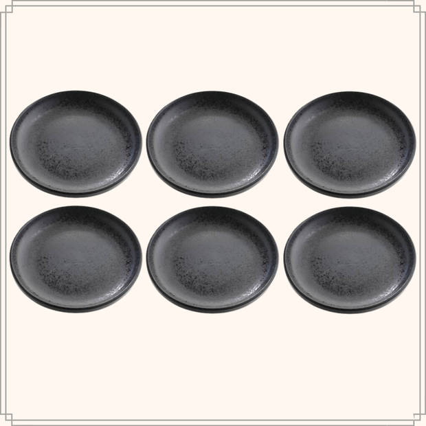 OTIX Dinerbord - Zwart - 6 stuks - Aardewerk - 26cm - HOLLY