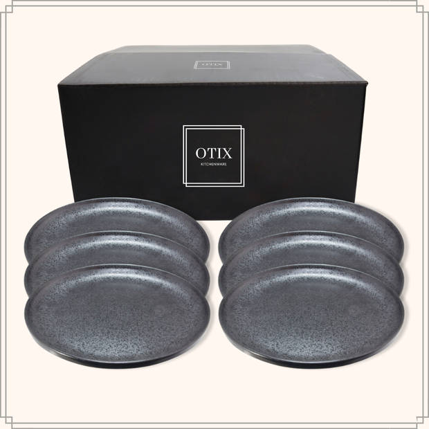 OTIX Dinerbord - Zwart - 6 stuks - Aardewerk - 26cm - HOLLY