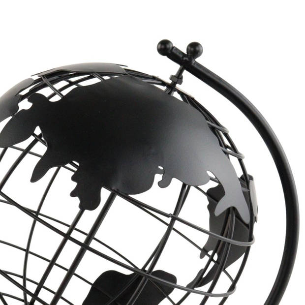 MISOU Wereldbol - Zwart - Metaal - 25x18cm - Decoratie