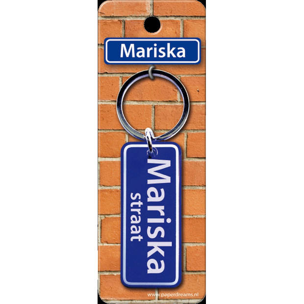 Paper Dreams sleutelhanger straatnaam Mariska 9 cm staal blauw