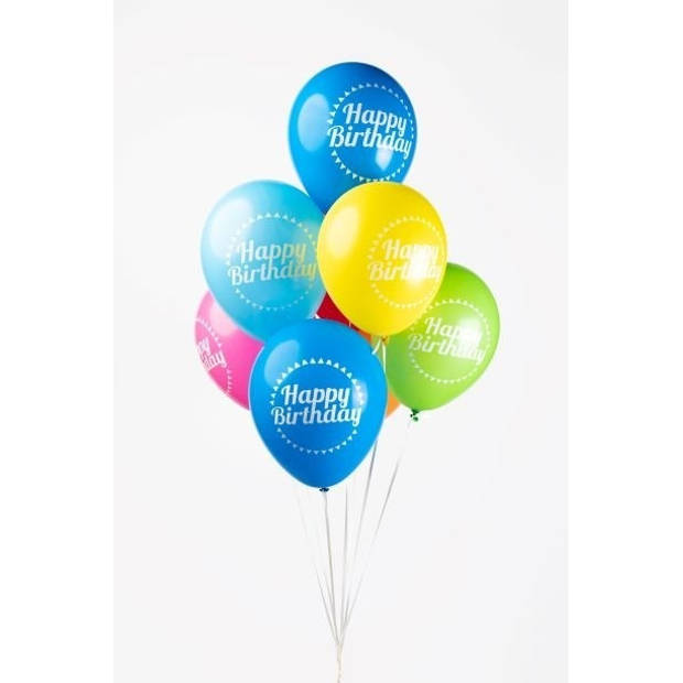 Globos ballonnen happy birthday 12 cm latex 8 stuks
