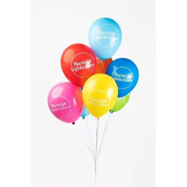 Wefiesta ballonnen hartelijk gefeliciteerd 12 cm latex 8 stuks