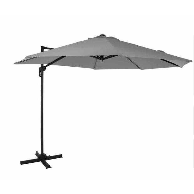 Draaibare Zweefparasol Roma 300 cm met kruisvoet - Licht Grijs