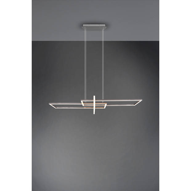 LED Hanglamp - Trion Salana - 34W - Warm Wit 3000K - Dimbaar - Rechthoek - Mat Nikkel - Aluminium