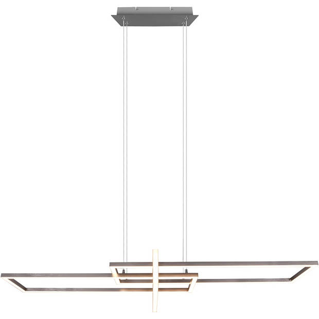 LED Hanglamp - Trion Salana - 34W - Warm Wit 3000K - Dimbaar - Rechthoek - Mat Nikkel - Aluminium