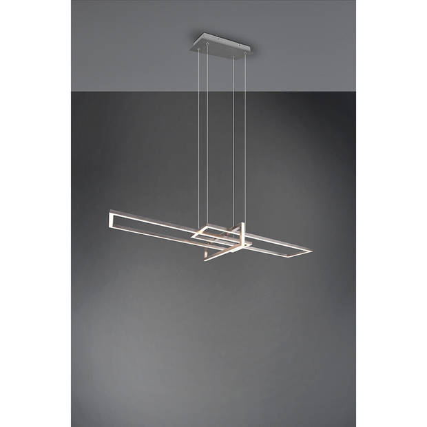 LED Hanglamp - Trion Salana - 34W - Warm Wit 3000K - Dimbaar - Rechthoek - Mat Nikkel - Aluminium