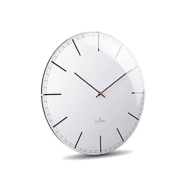 Huygens - Dome35 Index - Wit - Wandklok - Stil - Quartz uurwerk