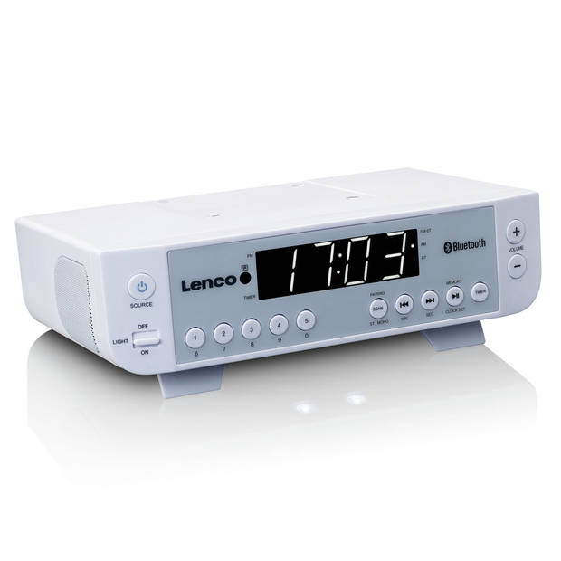 FM Keukenradio met Bluetooth®, LED-verlichting en timer Lenco Wit