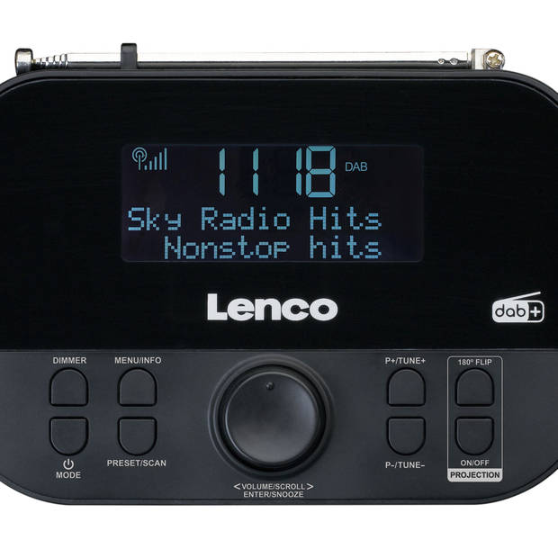DAB+ en FM radio met tijd projectie Lenco Zwart