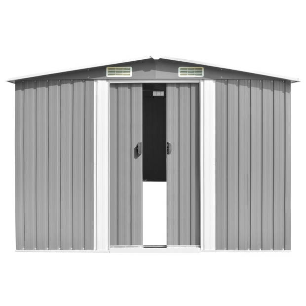 The Living Store Gegalvaniseerd Stalen Schuur - 257x779x181 cm - Met Ventilatie - Dubbele Schuifdeuren