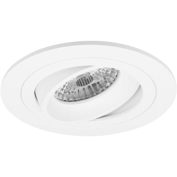 Spot Armatuur GU10 - Pragmi Alpin Pro - GU10 Inbouwspot - Rond - Wit - Aluminium - Kantelbaar - Ø92mm