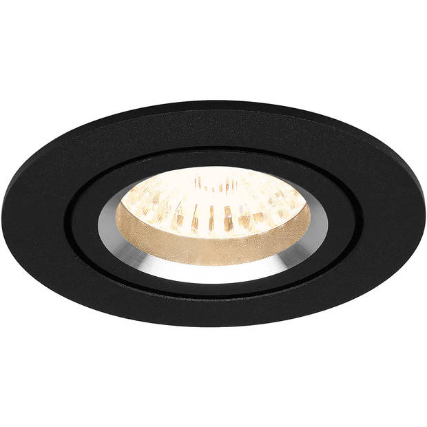 Spot Armatuur GU10 - Pragmi Aerony Pro - GU10 Inbouwspot - Rond - Zwart - Aluminium - Kantelbaar - Ø82mm