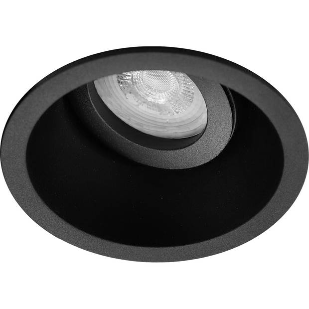 Spot Armatuur GU10 - Pragmi Zano Pro - GU10 Inbouwspot - Rond - Zwart - Aluminium - Kantelbaar - Ø93mm