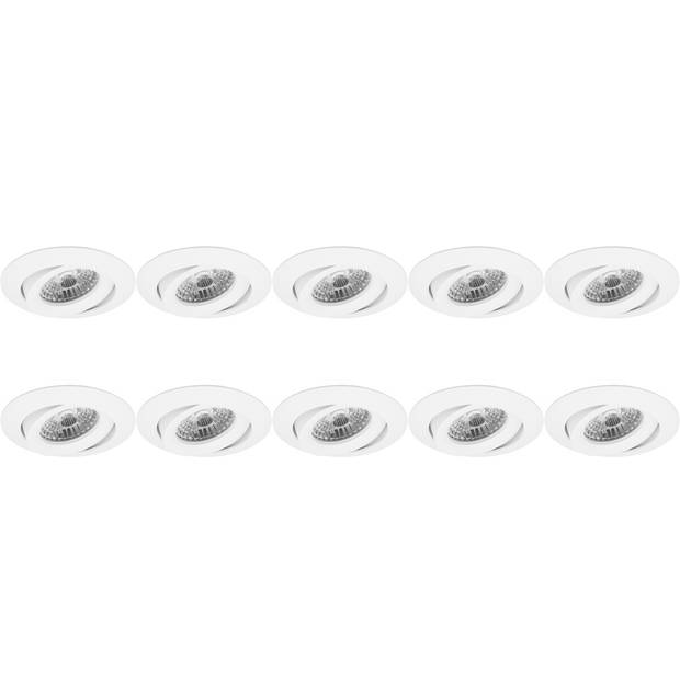 Spot Armatuur 10 Pack - Pragmi Uranio Pro - GU10 Inbouwspot - Rond - Wit - Aluminium - Kantelbaar - Ø82mm