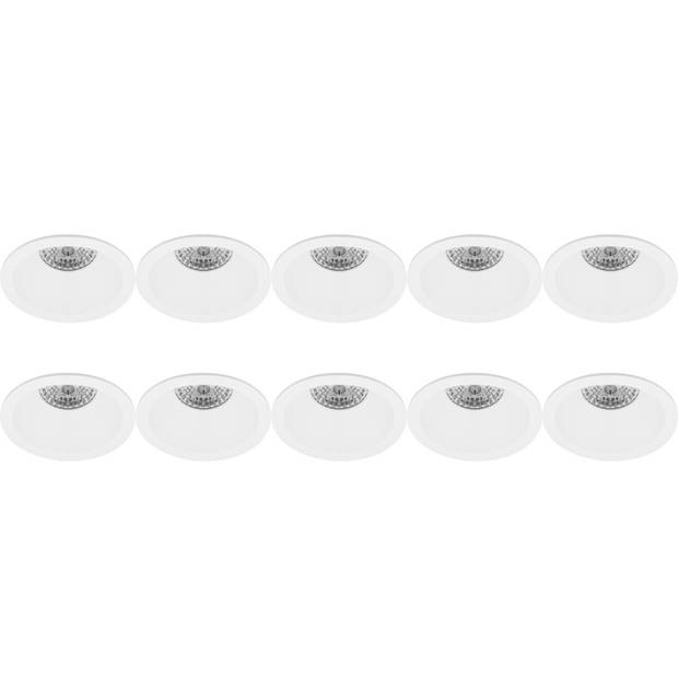 Spot Armatuur 10 Pack - Pragmi Pollon Pro - GU10 Inbouwspot - Rond - Wit - Aluminium - Verdiept - Ø82mm