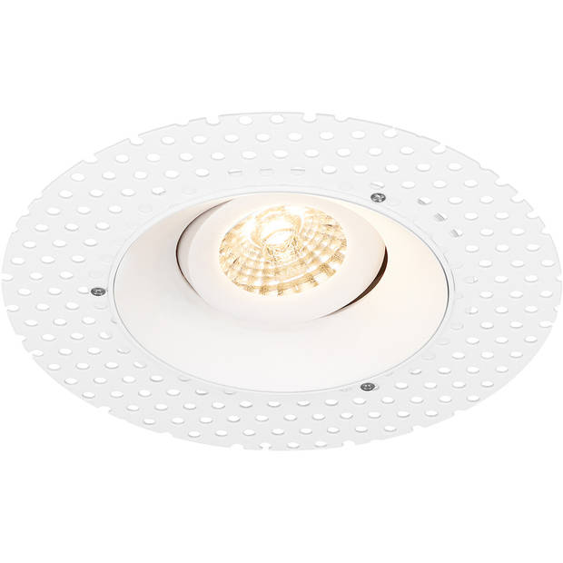 Spot Armatuur GU10 - Pragmi Nivas Pro - GU10 Inbouwspot - Rond - Wit - Aluminium - Trimless - Kantelbaar - Ø150mm