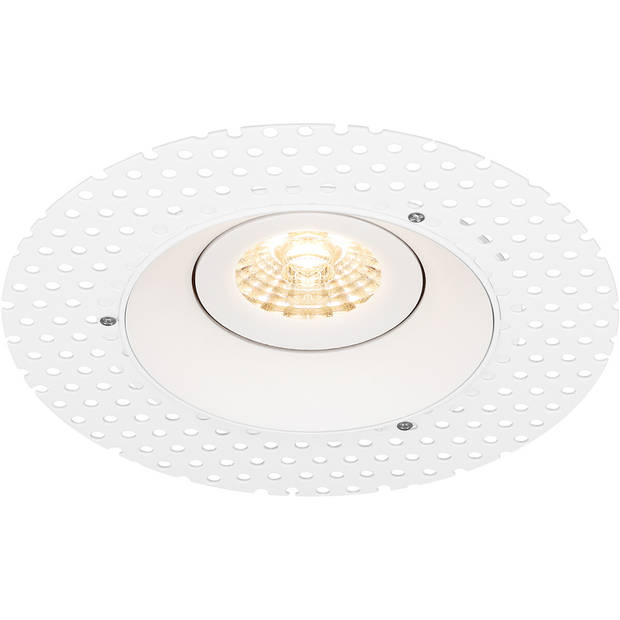 Spot Armatuur GU10 - Pragmi Nivas Pro - GU10 Inbouwspot - Rond - Wit - Aluminium - Trimless - Kantelbaar - Ø150mm