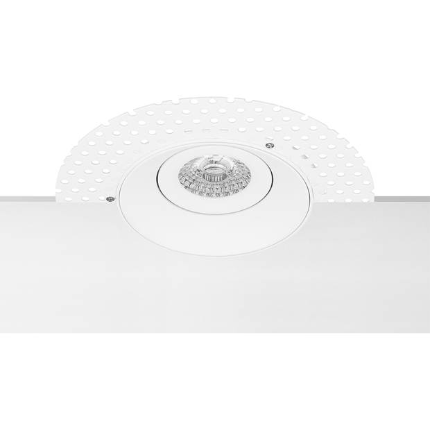 Spot Armatuur GU10 - Pragmi Nivas Pro - GU10 Inbouwspot - Rond - Wit - Aluminium - Trimless - Kantelbaar - Ø150mm