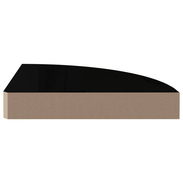 The Living Store Hoekplanken - Stijlvolle opbergoplossing - 25x25x3.8 cm - Hoogglans zwart