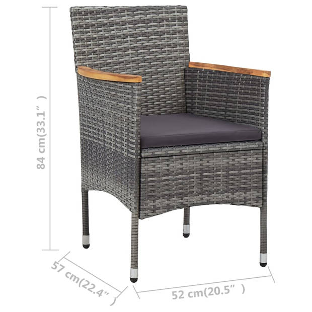 vidaXL 11-delige Tuinset poly rattan grijs