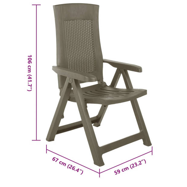 vidaXL Tuinstoelen 2 st verstelbaar kunststof mokka