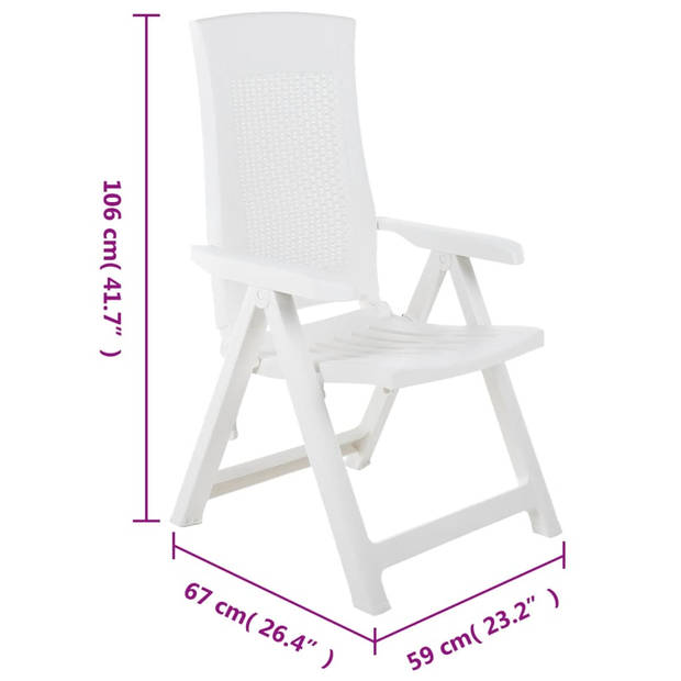 vidaXL Tuinstoelen 2 st verstelbaar kunststof wit