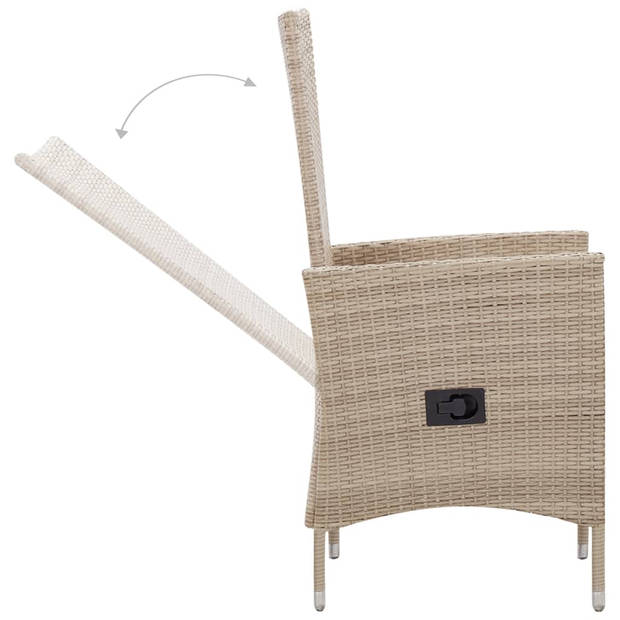 vidaXL 7-delige Tuinset met kussens poly rattan beige