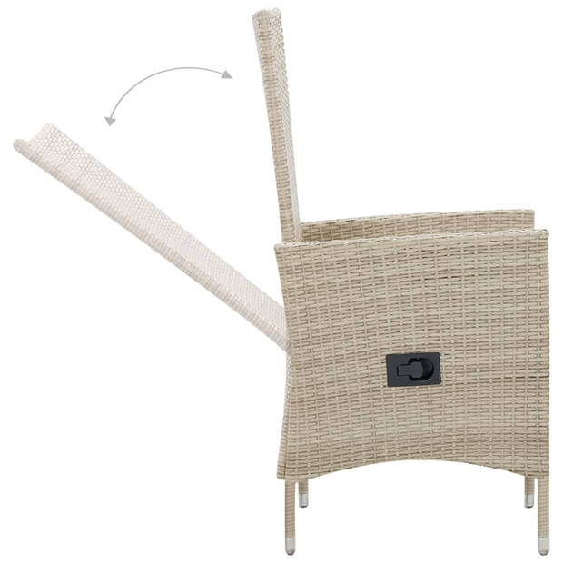 vidaXL 9-delige Tuinset met kussens poly rattan beige