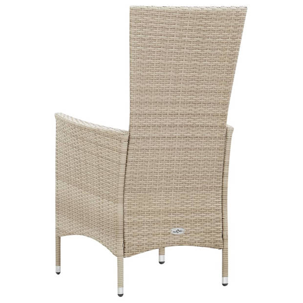 vidaXL 9-delige Tuinset met kussens poly rattan beige