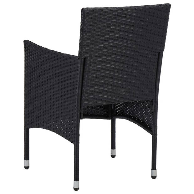 The Living Store Poly rattan stoelenset - zwart - 52 x 57 x 84 cm - weerbestendig