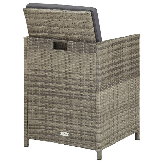 vidaXL Tuinstoelen 2 st met kussens poly rattan grijs