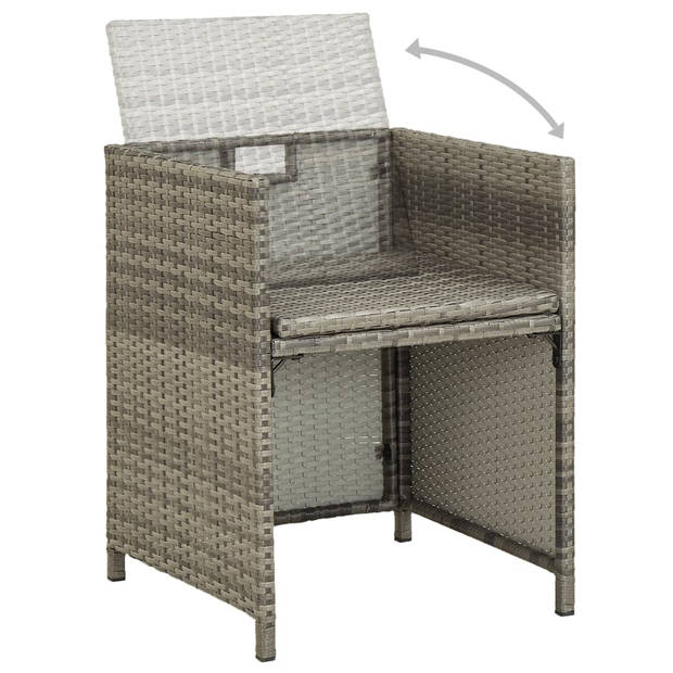 vidaXL Tuinstoelen 2 st met kussens poly rattan grijs