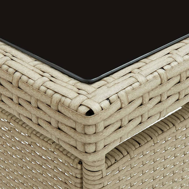 vidaXL Tuintafel poly rattan en glas beige